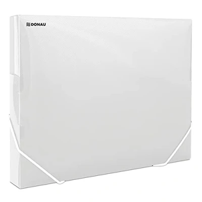Afbeelding van DONAU 8545002PL 00 Verzamelbox, documentenbox, nietjesbox met hoekspanner, rubber, van kunststof/PP 700 μm, transparant, voor DIN A4, rugbreedte 30 mm, inklapbare zijvleugels, kantoor en school
