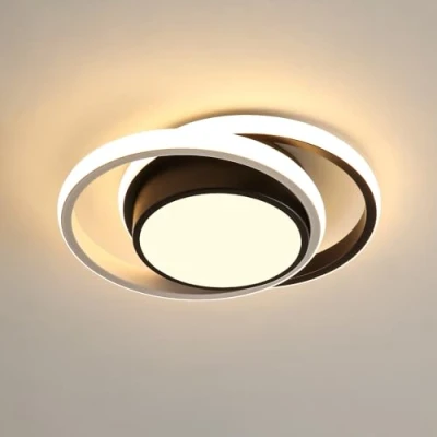 Afbeelding van Comely LED Plafondlamp, Ronde Warm licht 3000K 32W 2350LM, Moderne Plafondlamp voor Hal Keuken Slaapkamer Woonkamer, zwart
