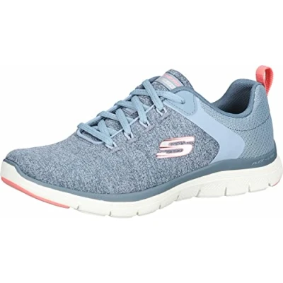 Afbeelding van Skechers Flex Appeal 4.0 Low Top Sneakers voor dames, Leisteen gebreide mesh roze rand, 40 EU