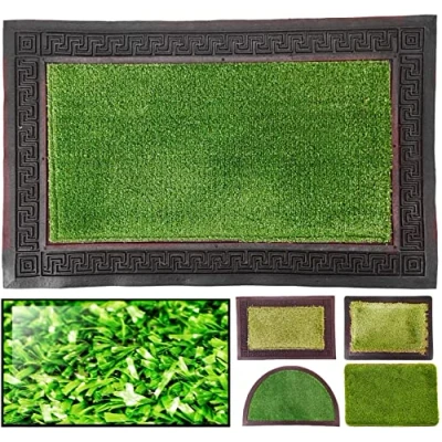 Afbeelding van LucaHome Deurmat voor ingang, 40 x 63 cm, van rubber en kunstgras, antislip onderkant, eenvoudige reiniging, absorberende vloermat, binnen buiten