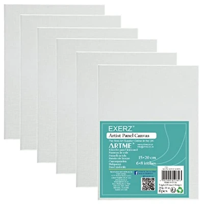 Afbeelding van Exerz 15x20cm Canvaspanelen 6 Stuks/schilderkarton 0.3cm dik 280gsm 100% katoen/wit kunstcanvas paneel voor acrylverf &amp; olieverf drievoudig geprimeerd/zonder zuur/middenkorrelig