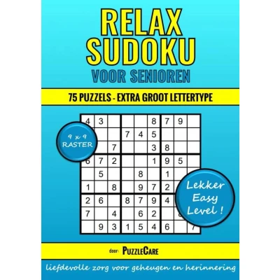 Afbeelding van Sudoku Relax voor Senioren 9x9 Raster 75 Puzzels Extra Groot Lettertype Lekker Easy Level!
