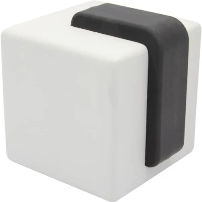 Afbeelding van WAGNER Vloer deurstopper KONKRET CUBE BIG 60 x 66 mm, van beton, grijs, stop thermoplastisch rubber, zwart, zware kwaliteit, om neer te zetten 15518701