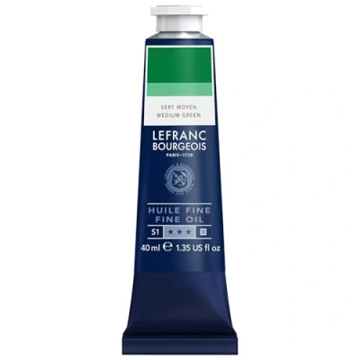 Afbeelding van Lefranc Bourgeois 301782 Fijne olieverf van uitstekende kwaliteit, lichtecht met een gelijkmatige consistentie, tube 40 ml, ideaal voor spieraammen, canvas, schilderbord Middelgroen
