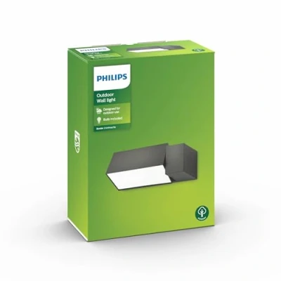 Afbeelding van Philips Mygarden Wandlamp Warm Wit Licht 23W Energiebesparend IP44 Weerbestendig Muurlamp Buitenlamp Grijs