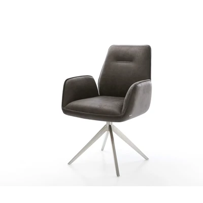 Afbeelding van DELIFE Draaistoel Zoa Flex microvelours antraciet vintage kruisframe breed roestvrij staal 360 draaibaar rocker functie pocketveer kern