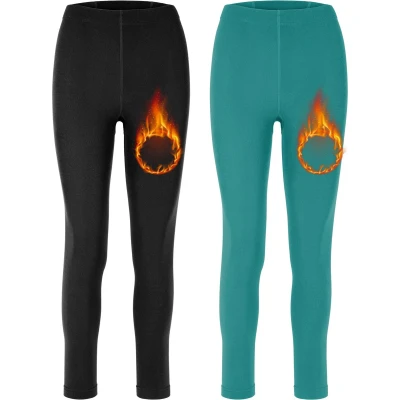 Afbeelding van Merry Style Dames Thermische Legging Vrijetijdsbroek Lang Sporbroek Skibroek Mosterd 2 Pack MS ATX 441 Leg 2B Zwart/Smaragd 3XL 4XL