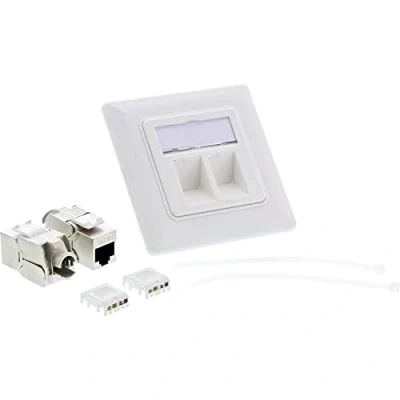 Afbeelding van InLine® Cat. 6A aansluitdoos verzonken gemonteerd, 2x RJ45, wit RAL9010