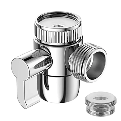 Afbeelding van 3 weg omschakelventiel kraan M22 X M24 massief messing chroom gepolijst T adapter douche schakelaar voor keuken badkamer douchesysteem wastafel