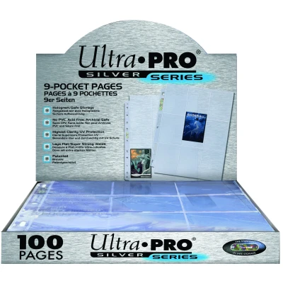 Afbeelding van 9 Pocket Pages Top Loading Clear Silver (100 stuks)