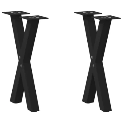 Afbeelding van vidaXL Salontafelpoten 2 st X vormig 28x(42 43) cm staal zwart