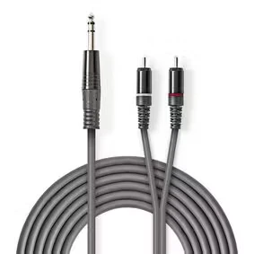 Afbeelding van Tulp naar jack 6.35 mm kabel Nedis 3 meter (Stereo, 100% koper)