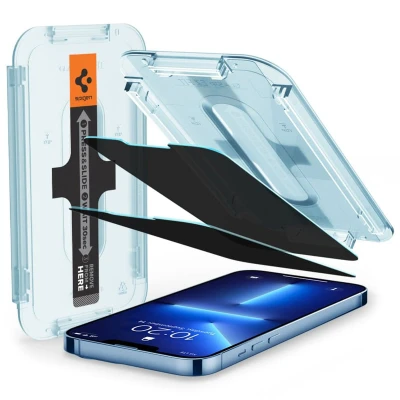 Afbeelding van Screenprotector Apple iPhone 13 Pro Max: Spigen GLAStR Privacy Fit + Applicator
