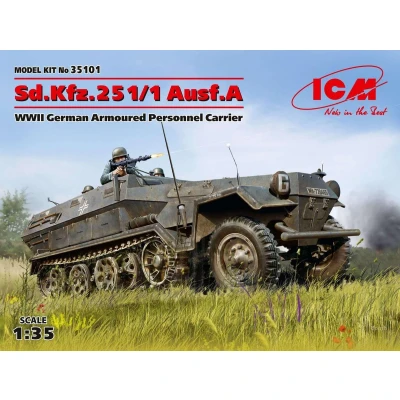 Afbeelding van 1:35 ICM 35101 Sd.Kfz.251/1 Ausf.A, WWII German Armoured Personnel Carrier Plastic Modelbouwpakket