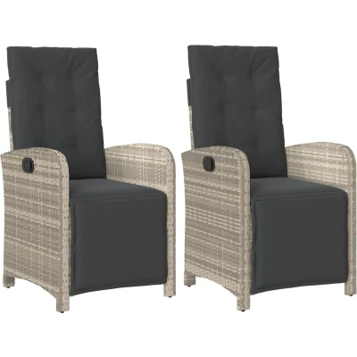 Afbeelding van Tuinstoelen 2 st verstelbaar voetensteun poly rattan lichtgrijs
