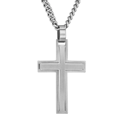 Afbeelding van Traveller Kruis Ketting Heren Edelstaal Zilverkleurig Made in Germany Duurzaam 50 cm 171005