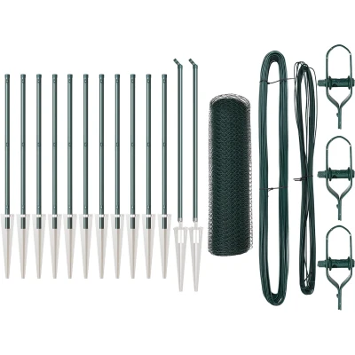 Afbeelding van vidaXL Hekset Set van 2 Bosgroen Plastic gecoat metaal 25 x 0.5 m