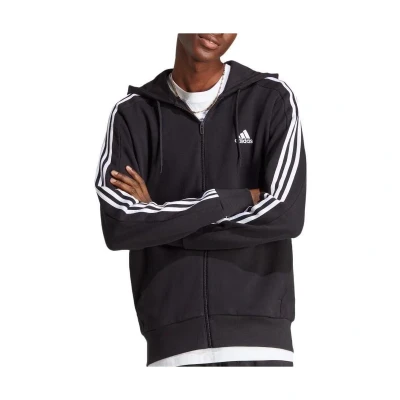 Afbeelding van adidas Sportswear Essentials 3STRIPES Sweater met rits Black white, Heren, Maat: Medium, white