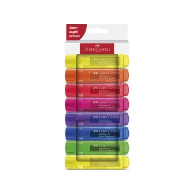 Afbeelding van Faber Castell 254648 Markeerstiften, set 46, etui met 8 stuks, neonkleuren, duurzame wigpunt, lijnbreedte 1 5 mm, navulbaar