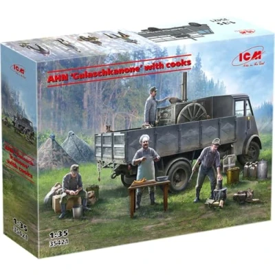 Afbeelding van 1:35 ICM 35421 AHN Vrachtwagen &#039;Gulaschkanone&#039; met koks figuren Plastic Modelbouwpakket