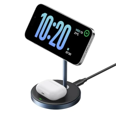Afbeelding van UGREEN 2 in 1 Magnetische Oplaadstandaard Draadloze Laadstationlader met USB C Oplaadkabel Compatibel iPhone 15,15 Plus,15 Pro,15 Pro Max,12 14, AirPods 3,