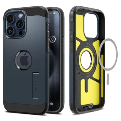 Afbeelding van Apple iPhone 15 Pro Max MagSafe Hoesje Kunststof Spigen Hardcase/Backcover Grijs Telefoonhoesje