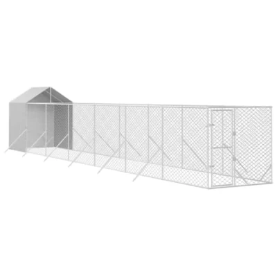 Afbeelding van vidaXL Hondenkennel met dak 2x14x2,5 m gegalvaniseerd staal zilver