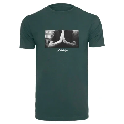 Afbeelding van Mister Tee PRAY Tshirt print, Heren, Maat: Large, Bottlegreen