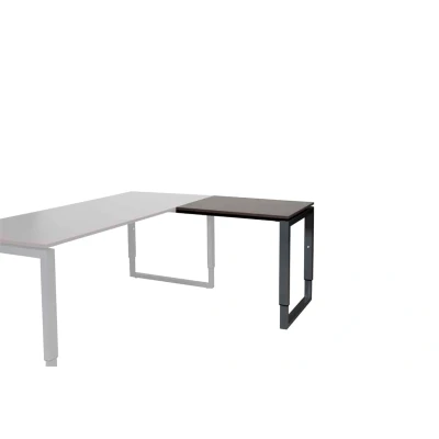 Afbeelding van Domino Plus aanbouwtafel, hoogte instelbaar (62 85cm) met 80x60cm &#039;zwevend&#039; logan eiken 25mm blad en zwart (RAL9005) O poot frame