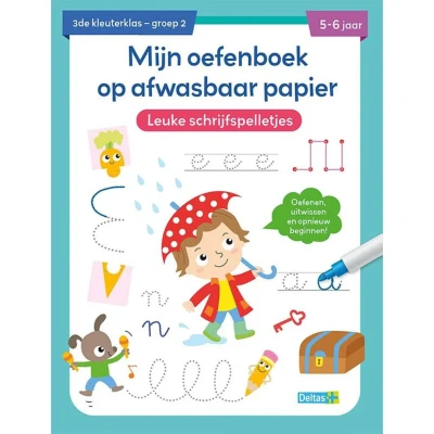 Afbeelding van Deltas Mijn oefenboek op afwasbaar papier leuke schrijfspelletjes (5 6 jaar, groep 2)
