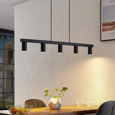 Afbeelding van Lindby hanglamp 5 lichts staal H: 10.5 cm GU10 zwart
