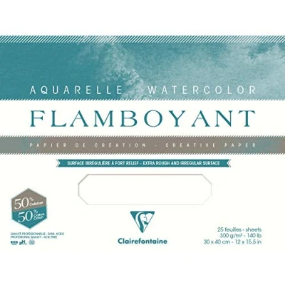Afbeelding van Clairefontaine 975065C Flamboyant aquarel gelijmd pad, 300 g, 31 x 41 cm, 20 vellen