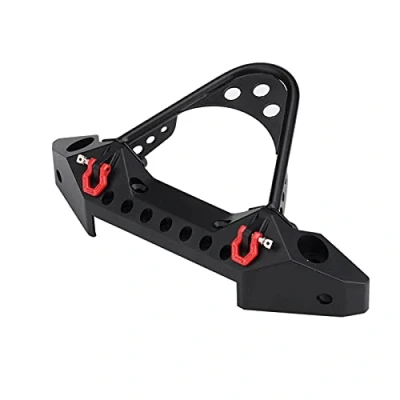Afbeelding van RC Crawler auto voorbumper, metalen bumper met 2 LED verlichting voor Traxxas 1/10 schaal auto&#039;s accessoire(Zwart)