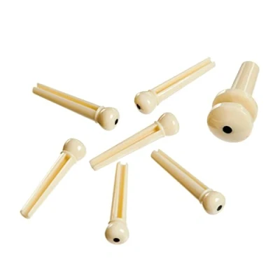Afbeelding van D&quot;;Addario PWPS12 Plastic Bridge Pins Ivory with Ebony Dot brugpinnen (set van 6)