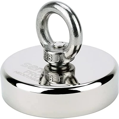 Afbeelding van SENSEI Supersterke neodymium magneet 200 kg N52 met ring Ø 7 x H 1,8 cm