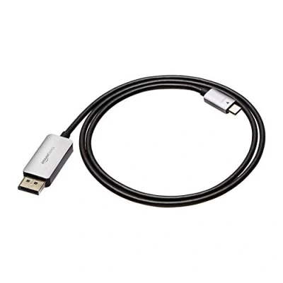 Afbeelding van Amazon Basics Kabel, DisplayPort naar USB C, aluminium, 0,9 m, grijs