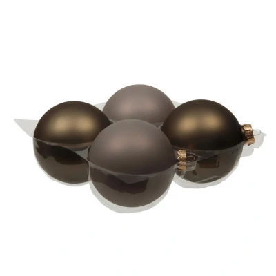 Afbeelding van Othmara Kerstballen 4 stuks glas eucalyptus grijs/bruin 10 cm