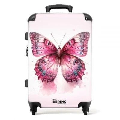 Afbeelding van NoBoringSuitcases.com® Kinderkoffer meisje vlinder Trolley koffer kind 20 kg bagage