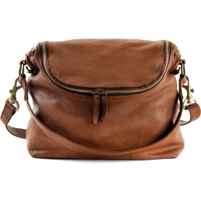 Afbeelding van HAROLD&#039;S Leren Schoudertas Submarine Zipperbag Cognac Bruine