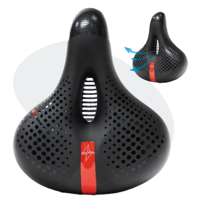Afbeelding van Voltano Gel Flow Fietszadel Met Uitsparing Zwart / Rood Unisex
