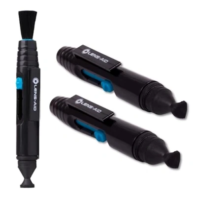 Afbeelding van Lens Aid Dubbele reinigingsstift met kwast en 2 x fluwelen pads voor het reinigen van lenzen, filter, camera, DSLR, optica, reinigingsborstel