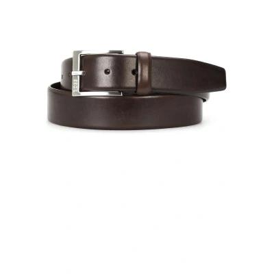 Afbeelding van HUGO BOSS heren Erron riem van leer in de kleur Donkerbruin, maat: 80 cm