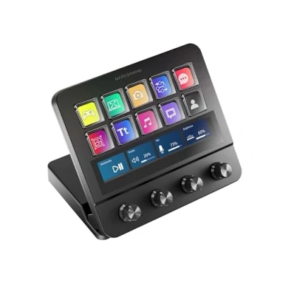 Afbeelding van Mars Gaming MSD PRO, Control Deck, 10 LCD toetsen en 4 Aanpasbare Knoppen, Uitgebreid Geanimeerd Touchscreen, Verstelbare Basis, Besturingssoftware, USB hub met 2x 3.0 + 1x C, Zwart