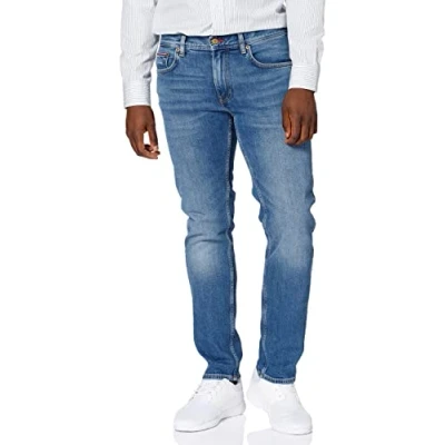Afbeelding van Tommy Hilfiger heren Straight leg jeans met medium wassing in de kleur Indigo, maat: W34/L30