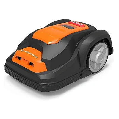 Afbeelding van Yard Force Robotmaaier SA900ECO, geschikt voor gazons tot 900 m², randmaaifunctie, regensensor en borstelloze motor, 28 V, zwart/oranje