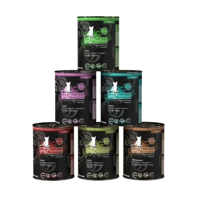 Afbeelding van catz finefood Purrrrr Collection II Monoprotein kattenvoer, nat, graanvrij, suikervrij, hypoallergeen, hoog vleesgehalte, multipack natvoer voor katten, in zak, 6 x 400 g