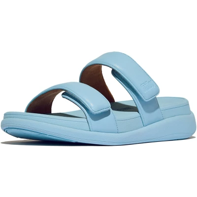 Afbeelding van FitFlop F Mode Go Adjustable Flatform Two Bar Slides BLAUW Maat 38