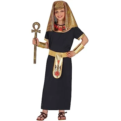 Afbeelding van Guirca Egypte Kostuum Farao Amenoogtep Van Het Grote Egyptische Rijk Kind Zwart, Goud 3 4 jaar Carnavalskleding Verkleedkleding