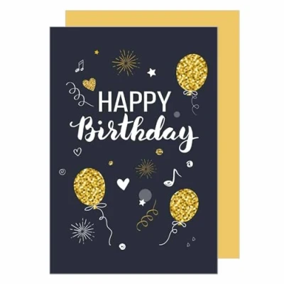 Afbeelding van Edition Seidel Premium verjaardagskaart met gouden reliëf en envelop. wenskaart bilet verjaardag Happy Birthday man vrouw één spreuken kaart goud (G2896 SW022) (Design 4)