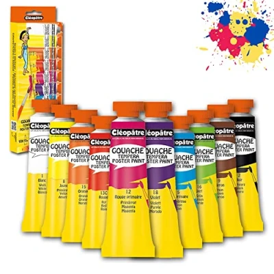 Afbeelding van Cleopatre BL10PGN10, Zwart, Bruin, Cyaan, Groen, Magenta, Oranje, Rood, Violet, Wit, Geel, Gouache, 10 stuk(s)